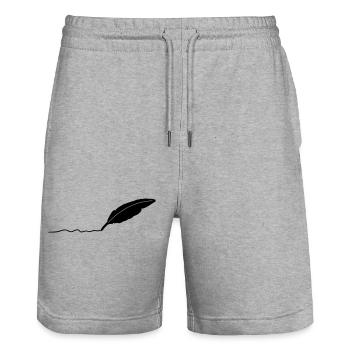writing pen - Stanley/Stella Trainer Unisex Organic Jogging Shorts - heather grey - Front - Nik (191cm) & Marisol (170cm)