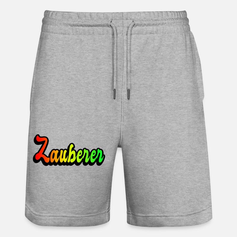 Zauberer Regenbogen Design - Stanley/Stella Unisex Bio Joggingshorts Trainer - Grau meliert