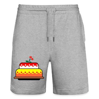 expression 'Icing on the cake'' - Stanley/Stella Trainer Unisex Organic Jogging Shorts - heather grey - Front - Nik (191cm) & Marisol (170cm)