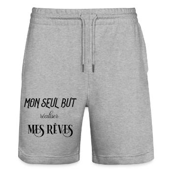 mon seul but, réaliser mes rêves - Short de jogging bio TRAINER Stanley/Stella unisexe - gris chiné - Devant - Nik (191cm) & Marisol (170cm)