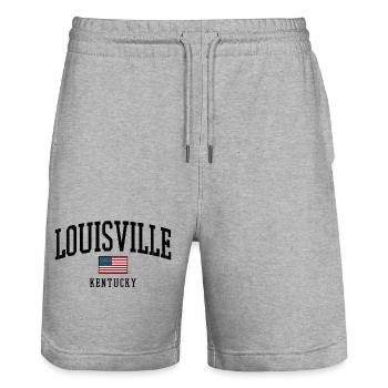 Louisville Kentucky USA Flagge Design - Stanley/Stella Unisex Bio Joggingshorts Trainer  - Grau meliert - Vorne - Nik (191cm) & Marisol (170cm)