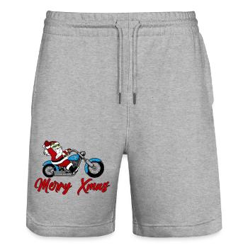 Santa Motorrad – Xmas Ride - Stanley/Stella Unisex Bio Joggingshorts Trainer  - Grau meliert - Vorne - Nik (191cm) & Marisol (170cm)