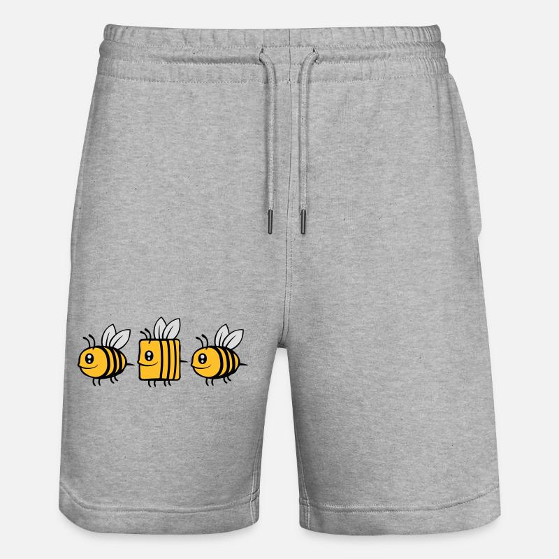 bee different comic bee - Stanley/Stella Trainer Unisex Organic Jogging Shorts - heather grey