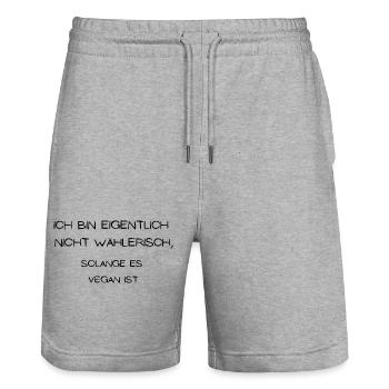 Ich bin eigentlich nicht wählerisch vegan - Stanley/Stella Unisex Bio Joggingshorts Trainer  - Grau meliert - Vorne - Nik (191cm) & Marisol (170cm)