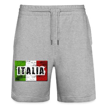 ITALIA lettering dirty - Stanley/Stella Trainer Unisex Organic Jogging Shorts - heather grey - Front - Nik (191cm) & Marisol (170cm)