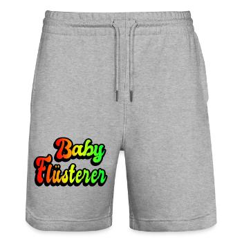 Baby Flüsterer - Stanley/Stella Unisex Bio Joggingshorts Trainer  - Grau meliert - Vorne - Nik (191cm) & Marisol (170cm)