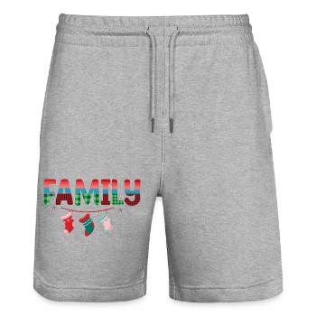 Weihnachtsfamilie mit hängenden Socken - Stanley/Stella Unisex Bio Joggingshorts Trainer  - Grau meliert - Vorne - Nik (191cm) & Marisol (170cm)