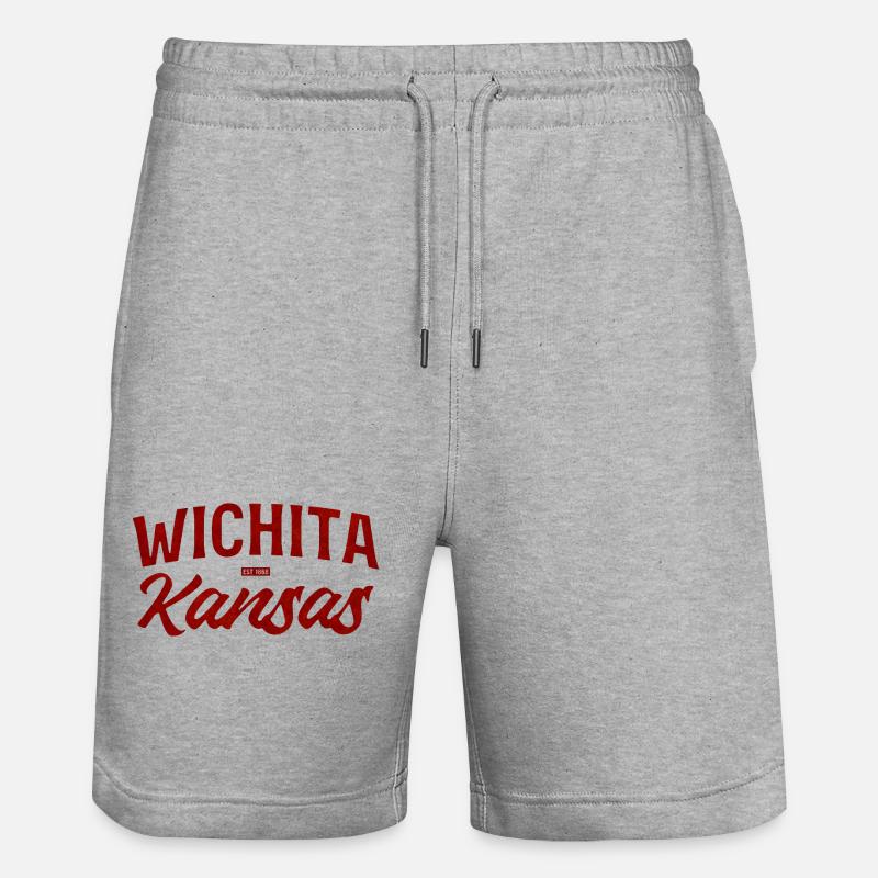 Wichita Kansas Rétro Script - Short de jogging bio TRAINER Stanley/Stella unisexe - gris chiné