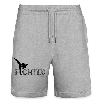 fighter Symbol fighting Karate Kampfsport Kick - Stanley/Stella Unisex Bio Joggingshorts Trainer  - Grau meliert - Vorne - Nik (191cm) & Marisol (170cm)
