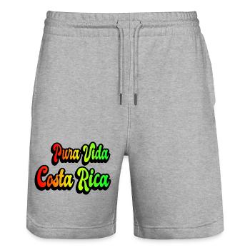 Pura Vida Costa Rica rainbow design - Stanley/Stella Trainer Unisex Organic Jogging Shorts - heather grey - Front - Nik (191cm) & Marisol (170cm)
