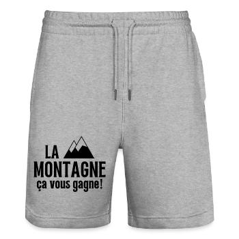 ski, skieur, fan de ski - Short de jogging bio TRAINER Stanley/Stella unisexe - gris chiné - Devant - Nik (191cm) & Marisol (170cm)
