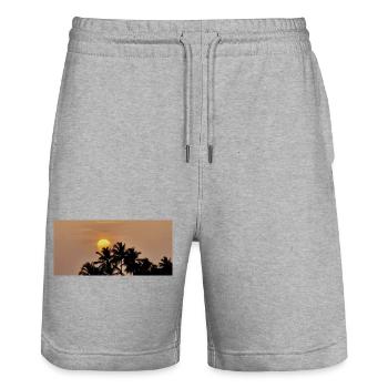 Silhouette Palmen bei Sonnenuntergang - Stanley/Stella Unisex Bio Joggingshorts Trainer  - Grau meliert - Vorne - Nik (191cm) & Marisol (170cm)