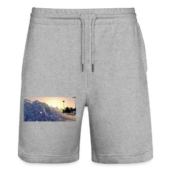 Vague de Plage Nocturne - Short de jogging bio TRAINER Stanley/Stella unisexe - gris chiné - Devant - Nik (191cm) & Marisol (170cm)