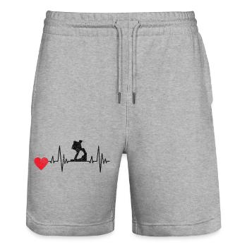 Wandern Berg Klettern Bergsteigen Berge Bouldern - Stanley/Stella Unisex Bio Joggingshorts Trainer  - Grau meliert - Vorne - Nik (191cm) & Marisol (170cm)