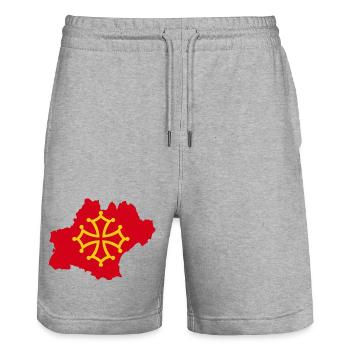 Occitania - Stanley/Stella Trainer Unisex Organic Jogging Shorts - heather grey - Front - Nik (191cm) & Marisol (170cm)