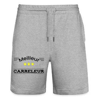 Cadeau meilleur carreleur - Short de jogging bio TRAINER Stanley/Stella unisexe - gris chiné - Devant - Nik (191cm) & Marisol (170cm)