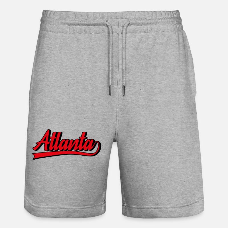 Lettrage Atlanta Style Rétro Rouge - Short de jogging bio TRAINER Stanley/Stella unisexe - gris chiné
