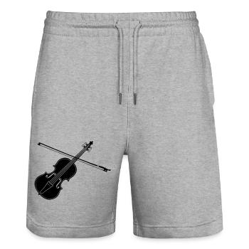 Violin - Stanley/Stella Trainer Unisex Organic Jogging Shorts - heather grey - Front - Nik (191cm) & Marisol (170cm)