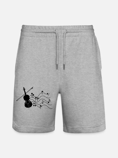 Violin with notes - Stanley/Stella Trainer Unisex Organic Jogging Shorts - heather grey