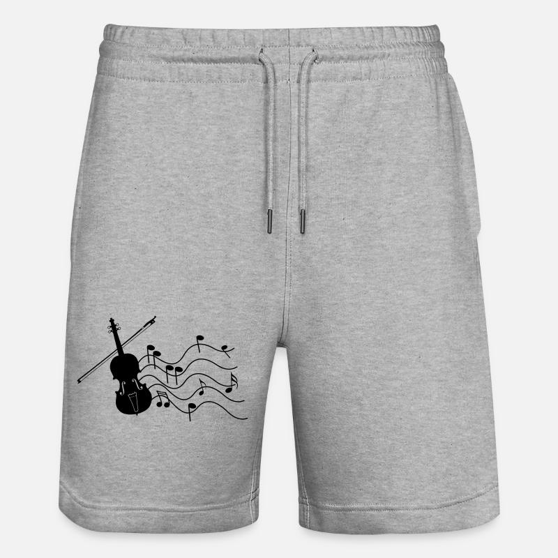 Violine mit Noten - Stanley/Stella Unisex Bio Joggingshorts Trainer  - Grau meliert