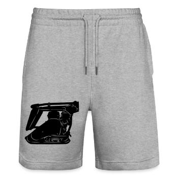 Stratemaker Vibrationsmaschine oder Vibrationsplatte - Stanley/Stella Unisex Bio Joggingshorts Trainer  - Grau meliert - Vorne - Nik (191cm) & Marisol (170cm)