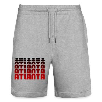 Atlanta Neon Typo Raster - Stanley/Stella Unisex Bio Joggingshorts Trainer  - Grau meliert - Vorne - Nik (191cm) & Marisol (170cm)