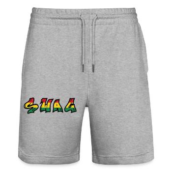 SWAG Rastafari Graffiti Schrift - Stanley/Stella Unisex Bio Joggingshorts Trainer  - Grau meliert - Vorne - Nik (191cm) & Marisol (170cm)
