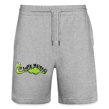 The snake loves music - Stanley/Stella Trainer Unisex Organic Jogging Shorts - heather grey - Front - Nik (191cm) & Marisol (170cm)