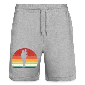Horizon Silhouette Duo - Stanley/Stella Trainer Unisex Organic Jogging Shorts - heather grey - Front - Nik (191cm) & Marisol (170cm)