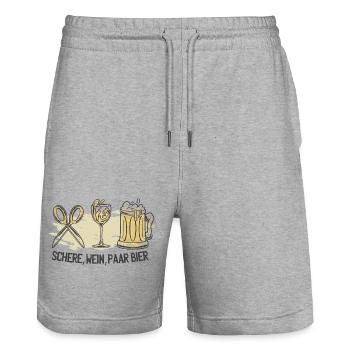 Schere Wein Paar Bier Icon - Stanley/Stella Unisex Bio Joggingshorts Trainer  - Grau meliert - Vorne - Nik (191cm) & Marisol (170cm)