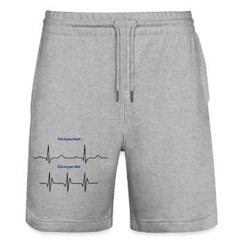Électrocardiogramme (ECG) rythme réel vs mode - Short de jogging bio TRAINER Stanley/Stella unisexe - gris chiné - Devant - Nik (191cm) & Marisol (170cm)