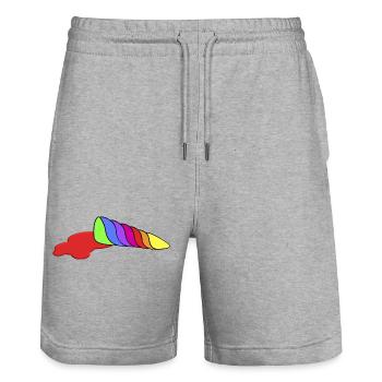 Horn Unicorn - Stanley/Stella Trainer Unisex Organic Jogging Shorts - heather grey - Front - Nik (191cm) & Marisol (170cm)