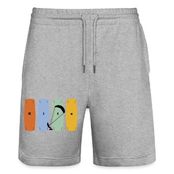 Kite Kitesurfing Design - Board und Kiter - Stanley/Stella Unisex Bio Joggingshorts Trainer  - Grau meliert - Vorne - Nik (191cm) & Marisol (170cm)