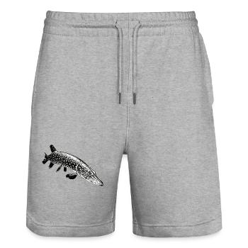 Hecht - Stanley/Stella Unisex Bio Joggingshorts Trainer  - Grau meliert - Vorne - Nik (191cm) & Marisol (170cm)