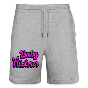 Baby Whisperer - Stanley/Stella Trainer Unisex Organic Jogging Shorts - heather grey - Front - Nik (191cm) & Marisol (170cm)