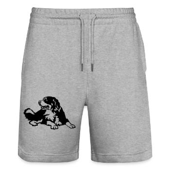 Bernese Mountain Dog - Stanley/Stella Trainer Unisex Organic Jogging Shorts - heather grey - Front - Nik (191cm) & Marisol (170cm)