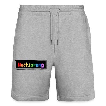 Hochsprung bunter Schriftzug - Stanley/Stella Unisex Bio Joggingshorts Trainer  - Grau meliert - Vorne - Nik (191cm) & Marisol (170cm)