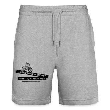 Warum ich ohne Akku fahre ? - Stanley/Stella Unisex Bio Joggingshorts Trainer  - Grau meliert - Vorne - Nik (191cm) & Marisol (170cm)