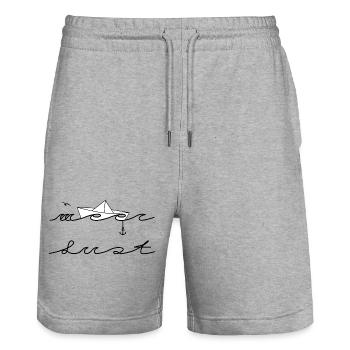 Mehr Lust auf Meer Design von MeerLust - Stanley/Stella Unisex Bio Joggingshorts Trainer  - Grau meliert - Vorne - Nik (191cm) & Marisol (170cm)
