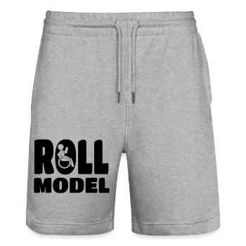 Every wheelchair user is a role model * - Stanley/Stella Trainer Unisex Organic Jogging Shorts - heather grey - Front - Nik (191cm) & Marisol (170cm)