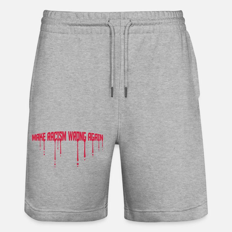 make racism wrong again - Stanley/Stella Unisex Bio Joggingshorts Trainer  - Grau meliert