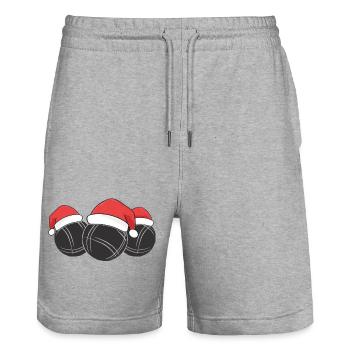 Boule Santa Tenue de pétanque pour Bouler pour boules - Short de jogging bio TRAINER Stanley/Stella unisexe - gris chiné - Devant - Nik (191cm) & Marisol (170cm)