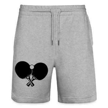 Two table tennis bats crossed with ball - Stanley/Stella Trainer Unisex Organic Jogging Shorts - heather grey - Front - Nik (191cm) & Marisol (170cm)