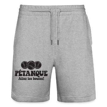 3 Boulekugeln für Bouler Boulekugel Petanque Boule - Stanley/Stella Unisex Bio Joggingshorts Trainer  - Grau meliert - Vorne - Nik (191cm) & Marisol (170cm)