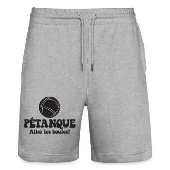 3 Boulekugeln für Bouler Boulekugel Petanque Boule - Stanley/Stella Unisex Bio Joggingshorts Trainer  - Grau meliert - Vorne - Nik (191cm) & Marisol (170cm)