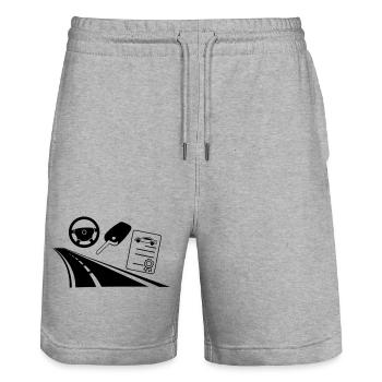 Führerschein für Autobahnautos - Stanley/Stella Unisex Bio Joggingshorts Trainer  - Grau meliert - Vorne - Nik (191cm) & Marisol (170cm)