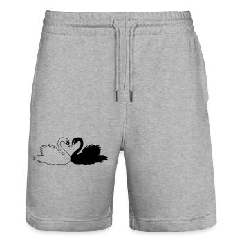Schwarz-weiße Schwanenschattenfigur - Stanley/Stella Unisex Bio Joggingshorts Trainer  - Grau meliert - Vorne - Nik (191cm) & Marisol (170cm)