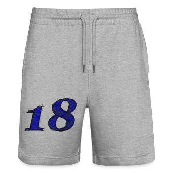beliebte Geburtstagsgeschenke 18, GB, volljährig - Stanley/Stella Unisex Bio Joggingshorts Trainer  - Grau meliert - Vorne - Nik (191cm) & Marisol (170cm)