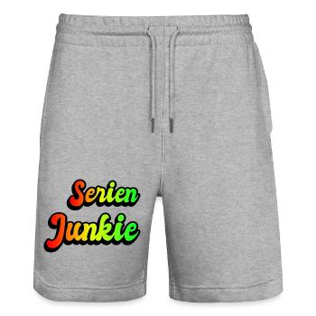 Serien Junkie Regenbogen Design - Stanley/Stella Unisex Bio Joggingshorts Trainer  - Grau meliert - Vorne - Nik (191cm) & Marisol (170cm)