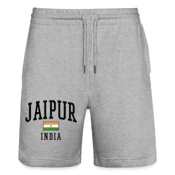 Jaipur India Flag Motif Graphic - Stanley/Stella Trainer Unisex Organic Jogging Shorts - heather grey - Front - Nik (191cm) & Marisol (170cm)